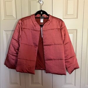 Lilla P Quilted Open-Front Jacket in Rosewood